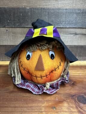 Trendmasters Pumpkin Scarecrow Halloween Decoration Jack O Lantern 10”